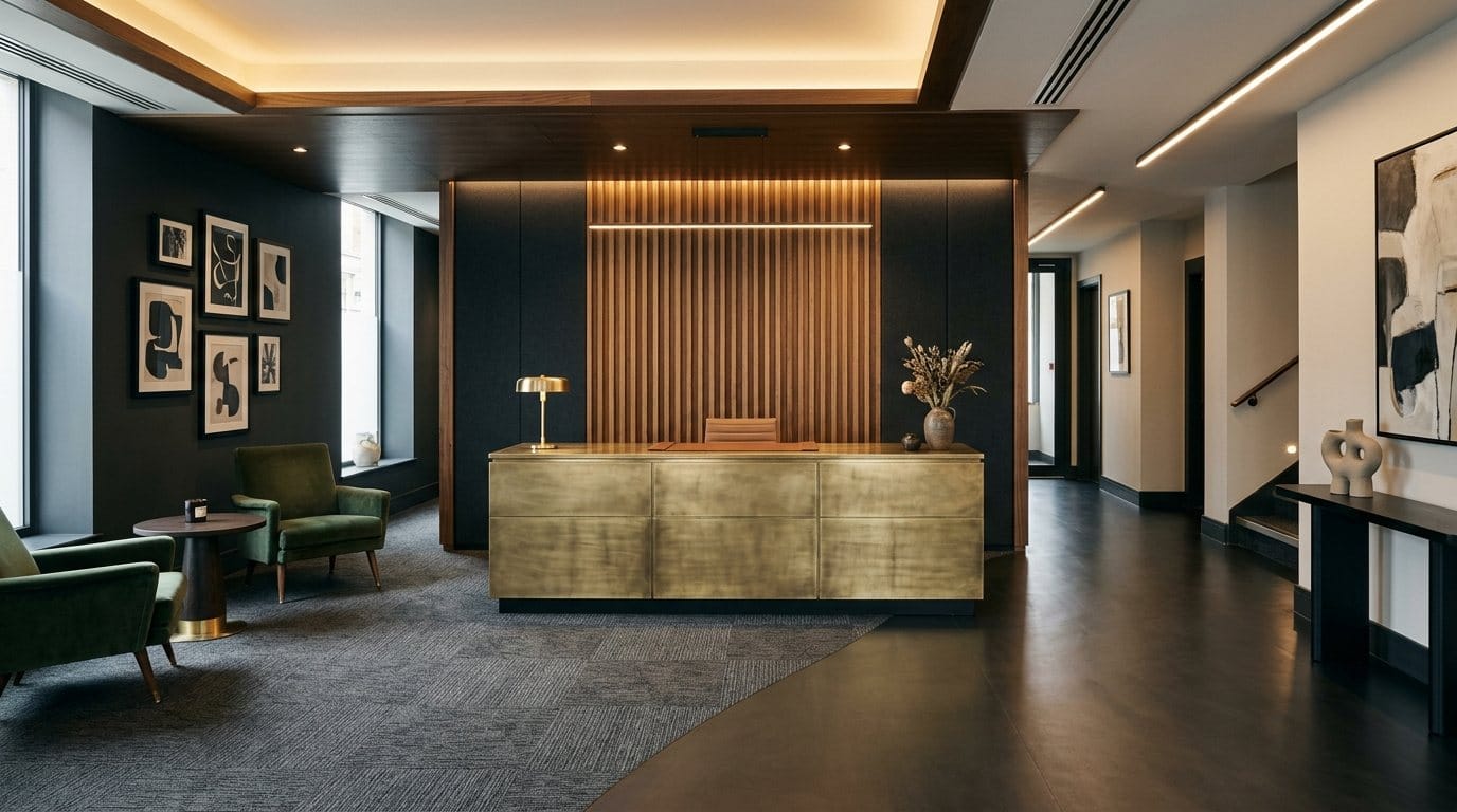 Sophisticated commercial reception with professional flooring