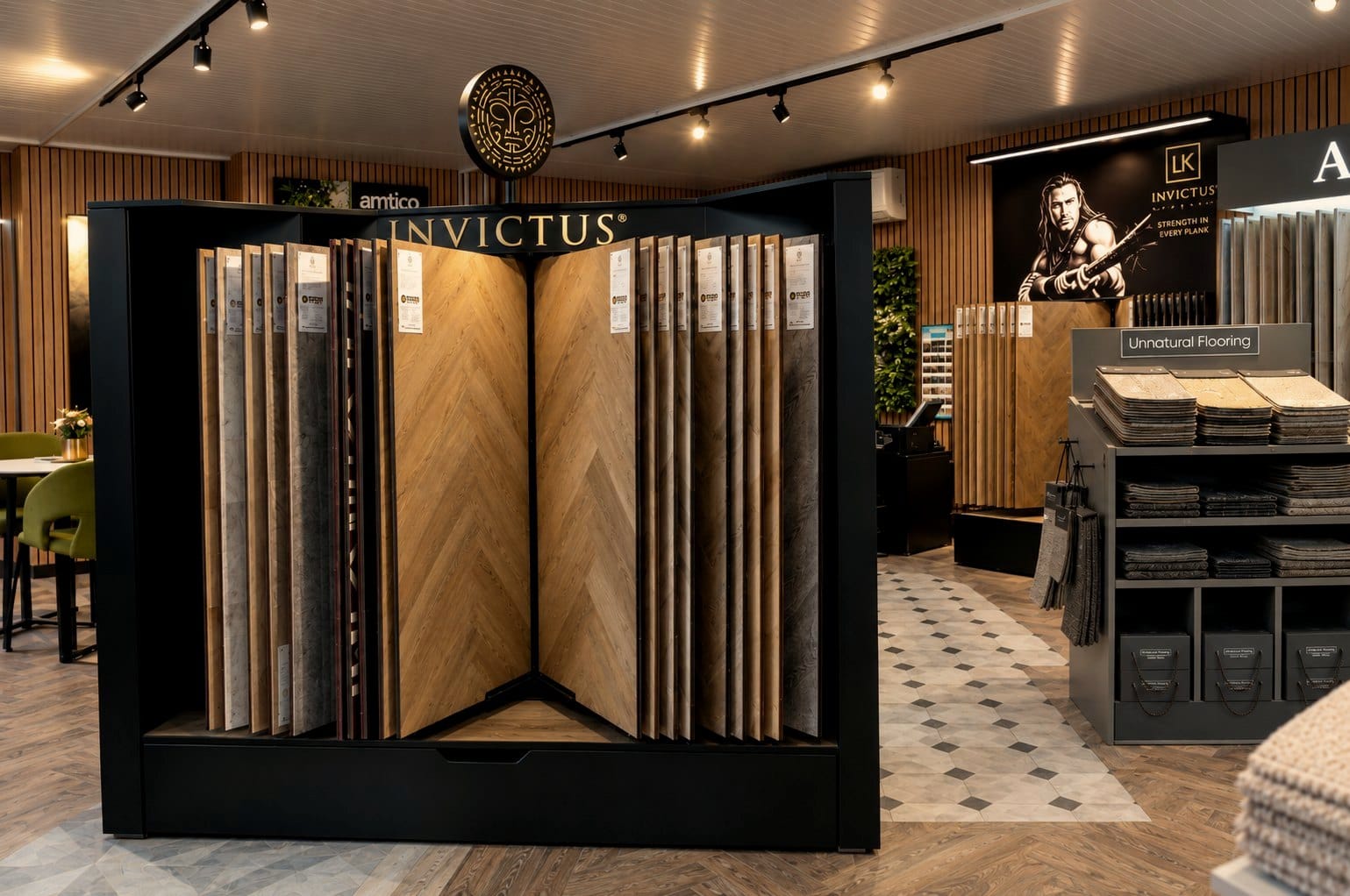 The Invictus display stand inside the LK Flooring showroom